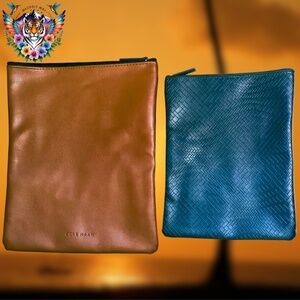 🌟COLE HAAN: American Airlines Faux-Leather Brown/Navy Top Zip Case Pouch🌟